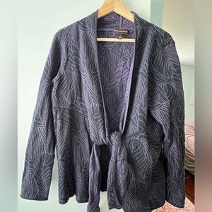 Dana Buchman Charcoal Leaf Pattern cardigan